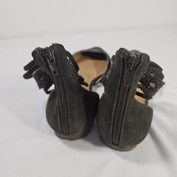 Lucky Brand Madoz Mary Jane Shoes Womens 9M Green Flat Nubuck Leather - Picture 6 of 8